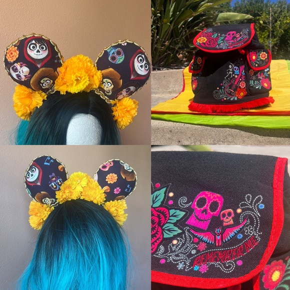 Loungefly Bags Nwot Coco Disney Pixar Backpack With Handmade Headbands 3 Poshmark